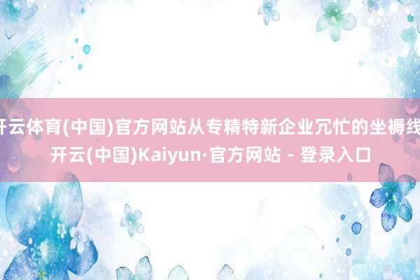 开云体育(中国)官方网站从专精特新企业冗忙的坐褥线-开云(中国)Kaiyun·官方网站 - 登录入口